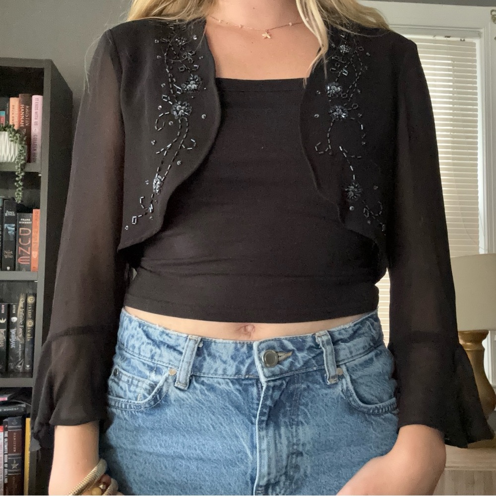 Vintage 90’s Black Embroidered Bolero